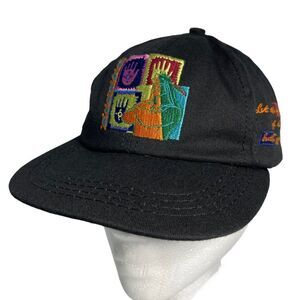 Vintage Disney Store Pocahontas Youth Snapback Hat Black Colorful Embroidered